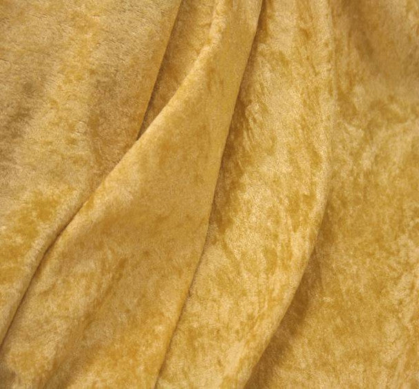 1 Yard Luxurious Dark Gold Crushed Panne Velour Fabric 58/60" Wide, Plush Velvet Textile