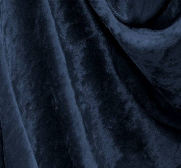 1 Yard Marino Blue Crushed Panne Velour Fabric 58/60" Wide, 100% Polyester, Soft Stretch Velvet