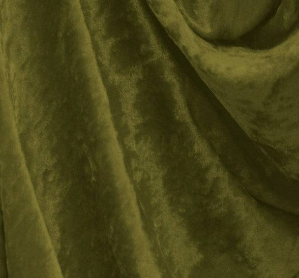 1 Yard Elegant Olive Crushed Velour Fabric 58/60" Wide Soft Polyester for Sewing & Decorating