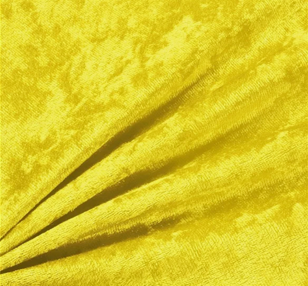 1 Yard Sunny Yellow Crushed Velvet Fabric 58/60" Wide Plush Panne Fabric for DIY & Decorative Use