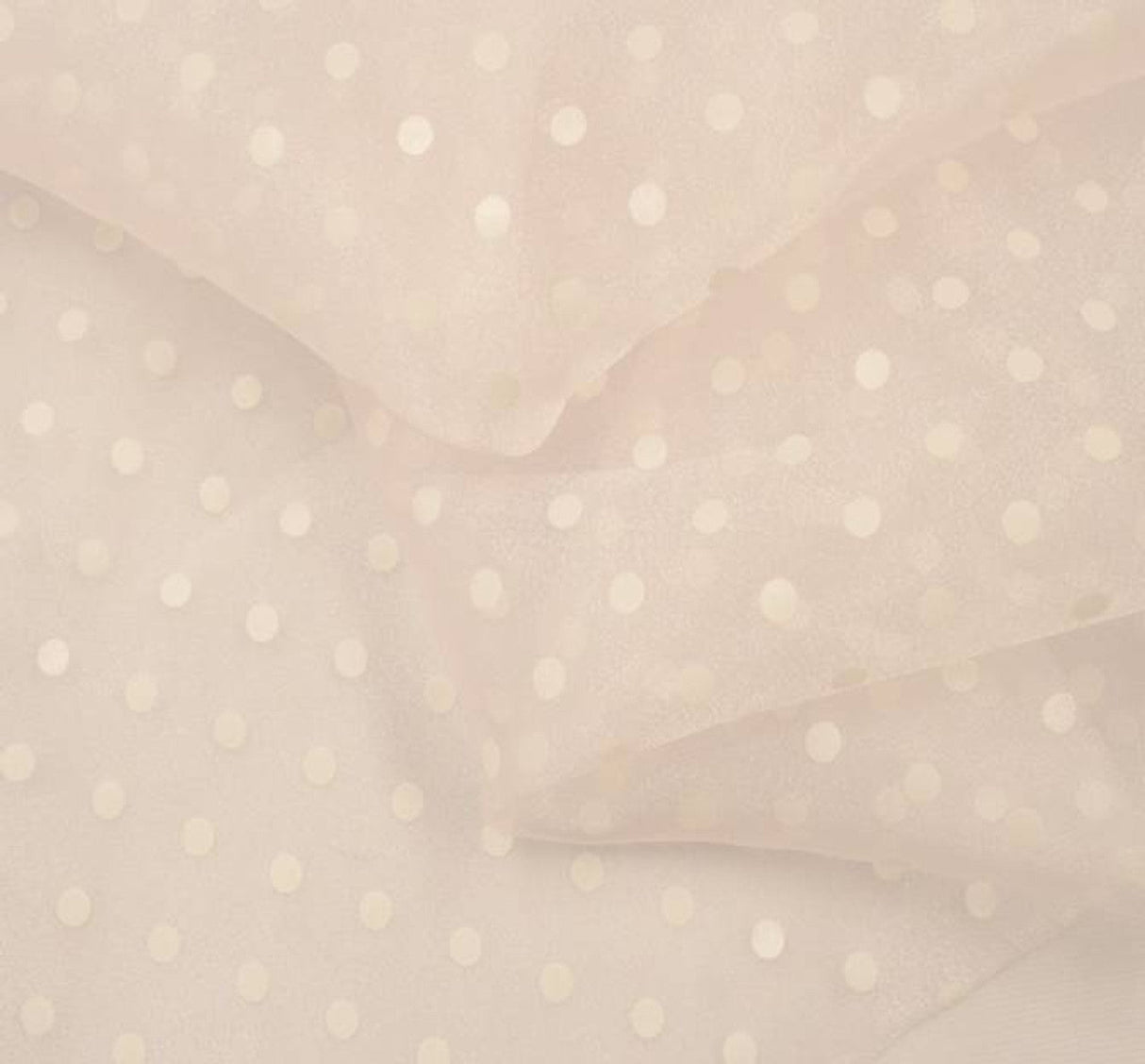 1 Yard Crystal Organza Pink with White Dots Fabric 58/59 Inches Wide