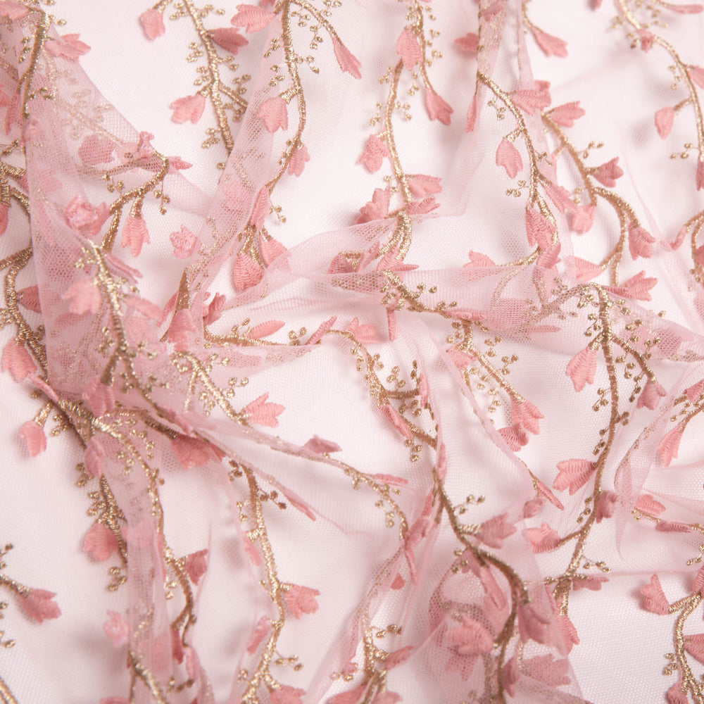 1 Yard Tulle Lace Fabric Embroidered Applique Intricate 3D Pattern Elegant 52/54" Wide