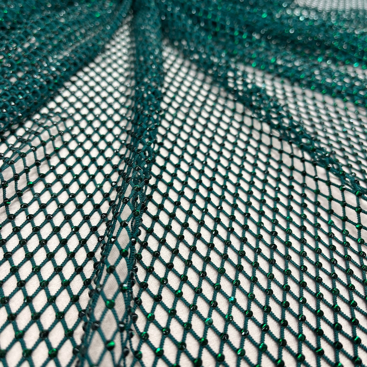 1 Yard Diamond Fishnet Fabric Stretch Lace, Soft Nylon Spandex Blend, 58" Width,