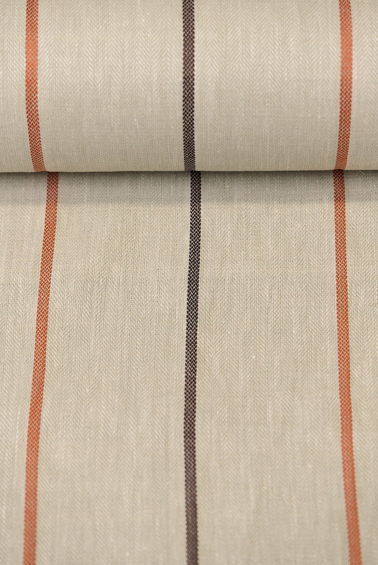 1 Yard Softened Linen Novelty Herringbone Yarn Dyed Stripe Fabric Autumn Color 54" Width