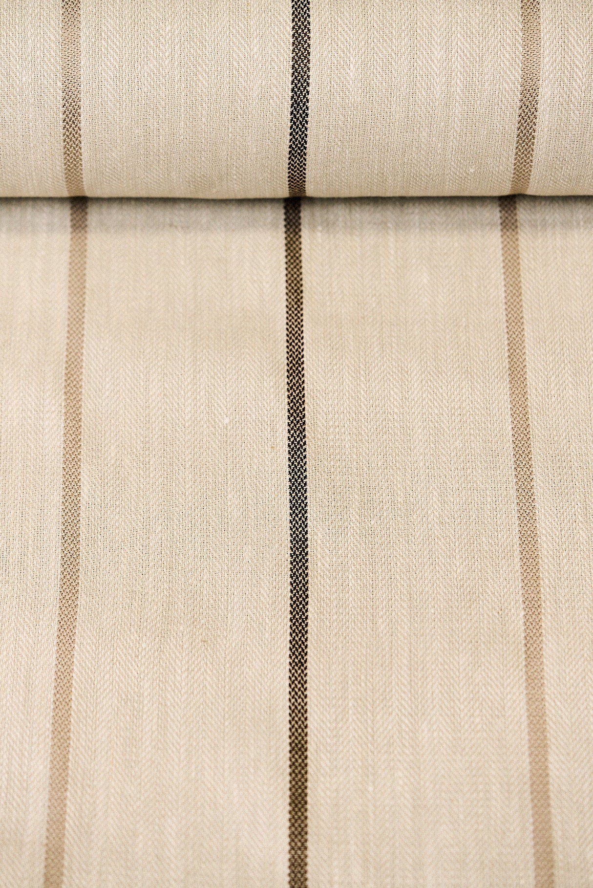 1 Yard Linen Novelty Herringbone Yarn Dyed Stripe Fabric Cocoa Color 54" Width