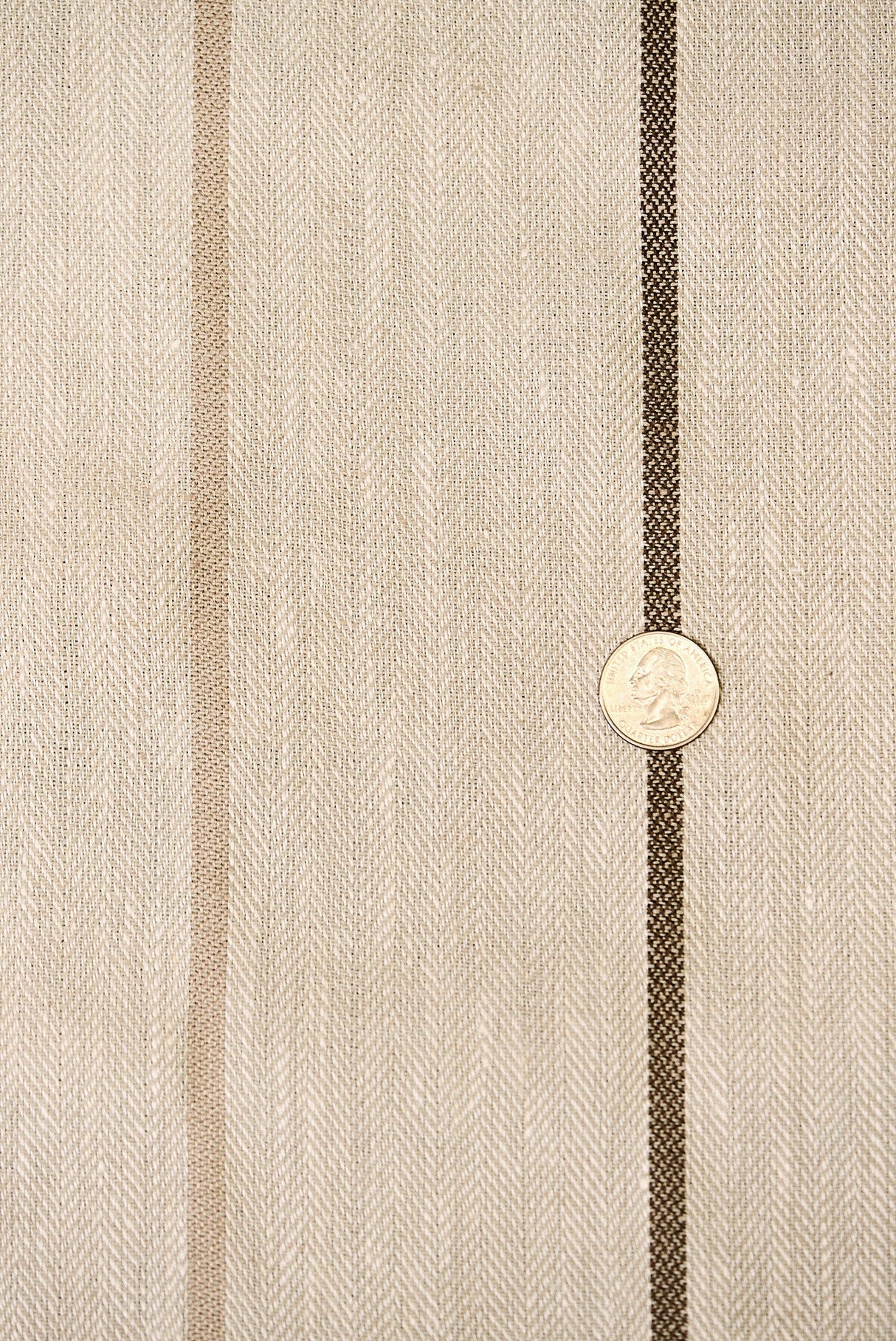 1 Yard Linen Novelty Herringbone Yarn Dyed Stripe Fabric Cocoa Color 54" Width