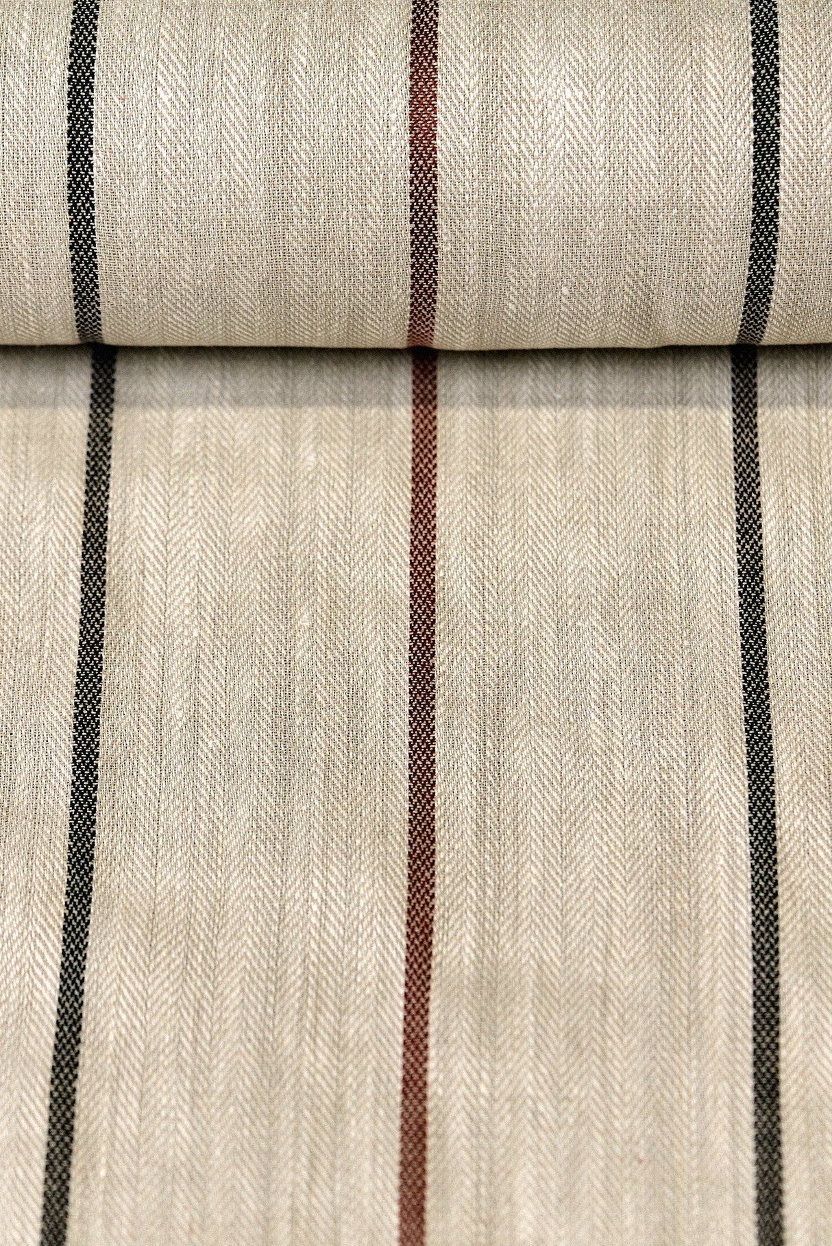 1 Yard Linen Novelty Herringbone Yarn Dyed Stripe Fabric Copper Color 54" Width