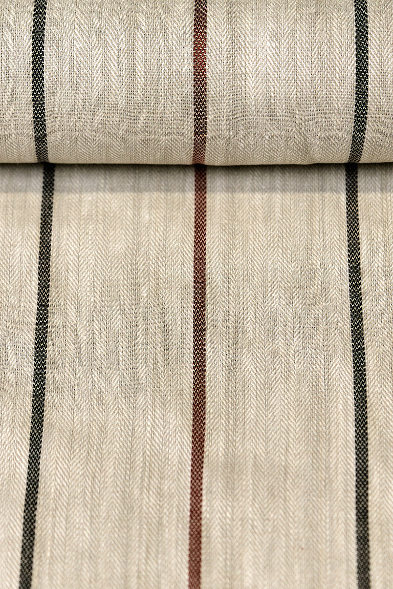 1 Yard Rich Copper Herringbone Stripe Linen Premium Sewing Fabric 54" Width