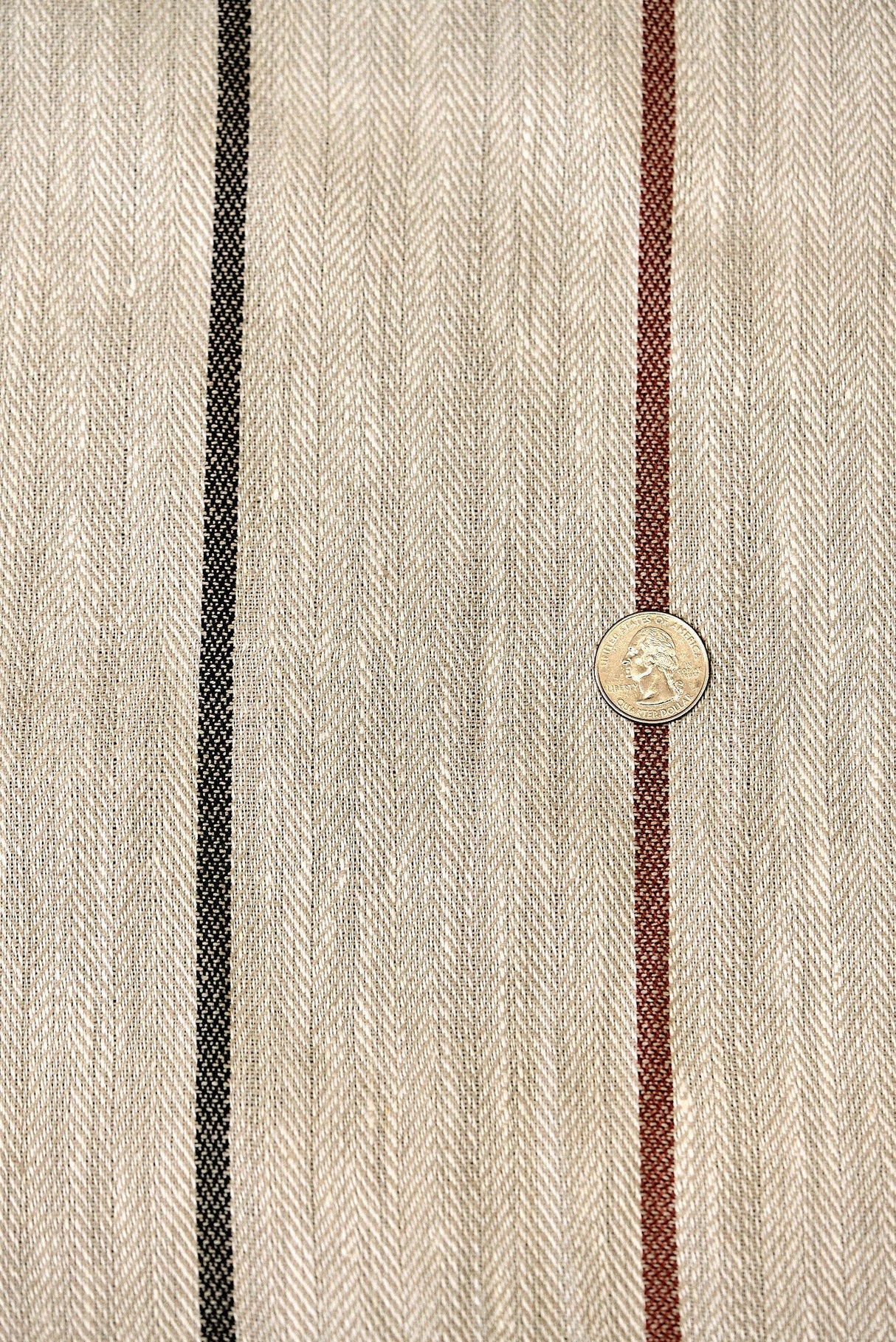 1 Yard Linen Novelty Herringbone Yarn Dyed Stripe Fabric Copper Color 54" Width