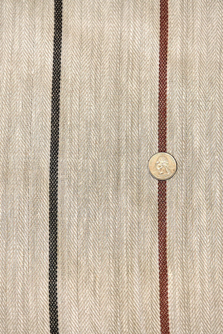 1 Yard Rich Copper Herringbone Stripe Linen Premium Sewing Fabric 54" Width