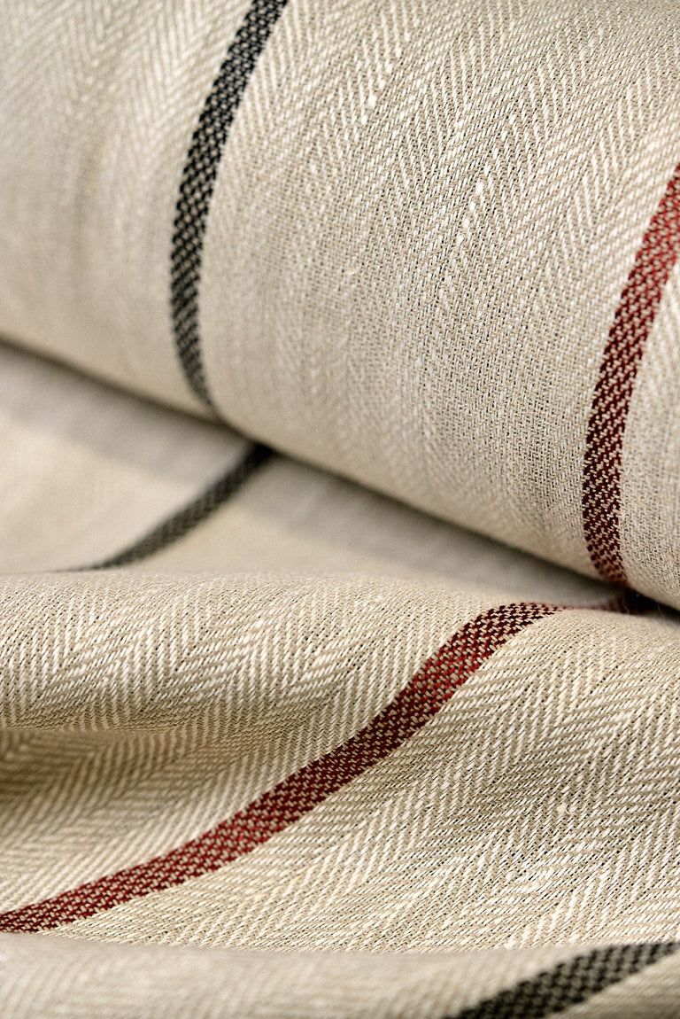 1 Yard Rich Copper Herringbone Stripe Linen Premium Sewing Fabric 54" Width