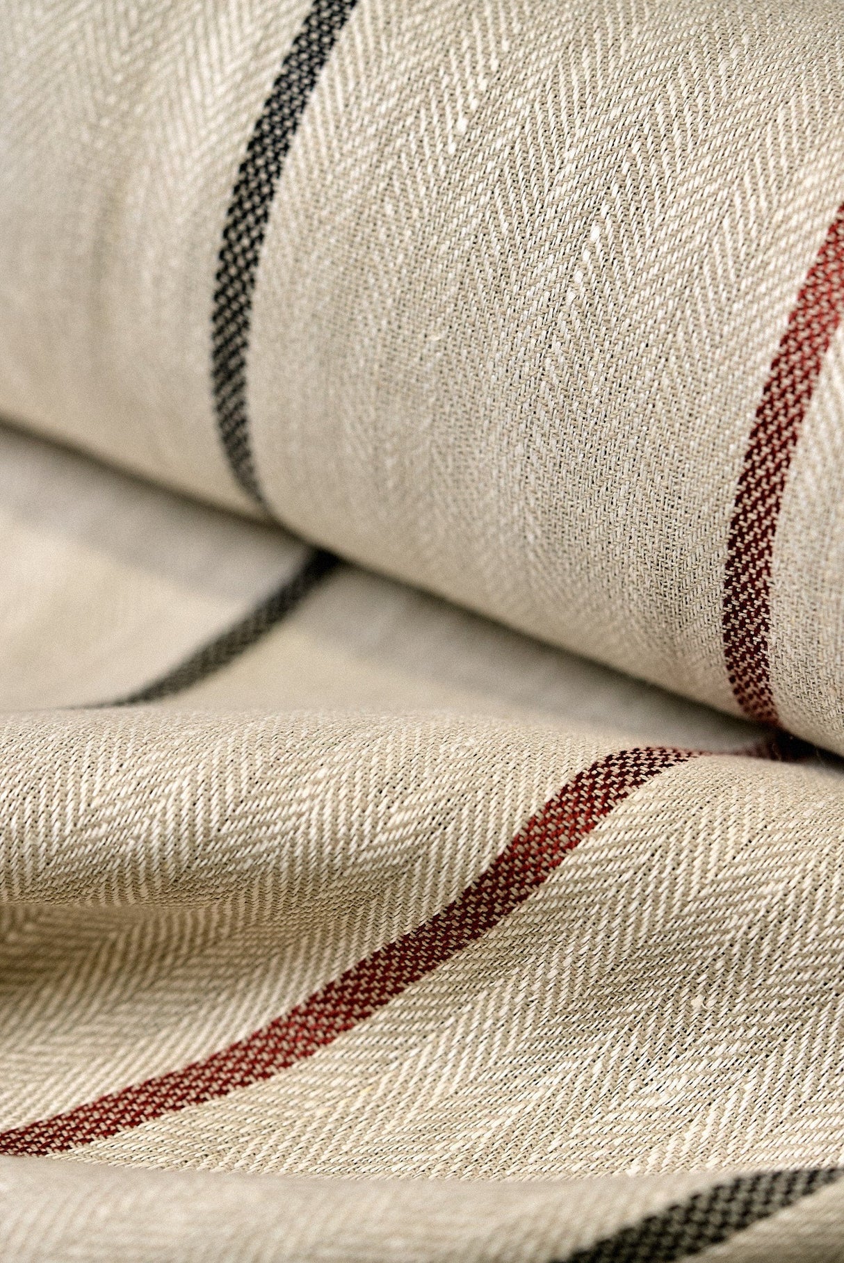 1 Yard Linen Novelty Herringbone Yarn Dyed Stripe Fabric Copper Color 54" Width