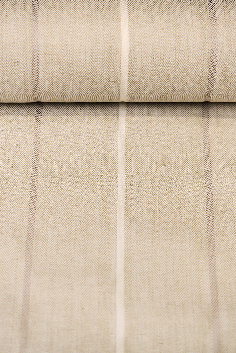 1 Yard Elegant Flax Herringbone Stripe Linen Natural Apparel Fabric 54" Width