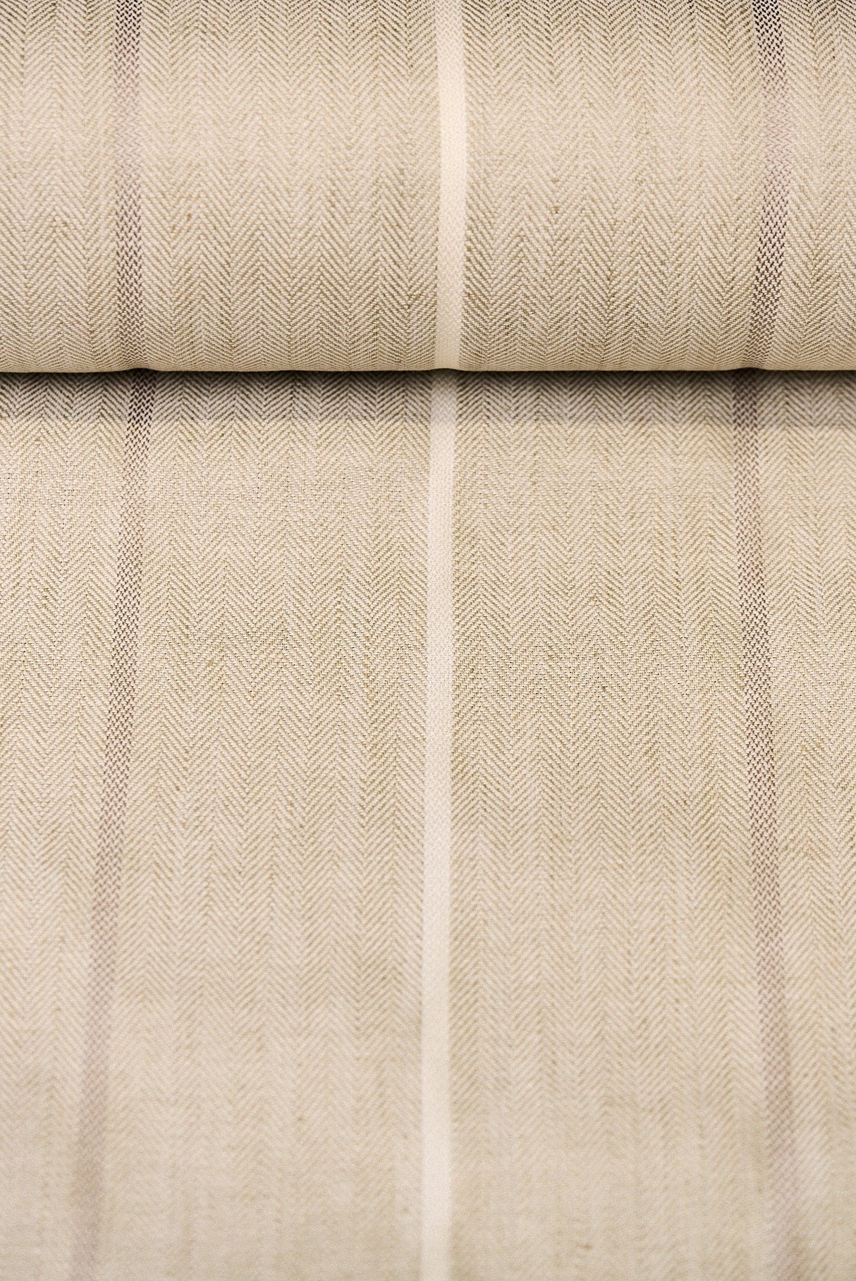 1 Yard Linen Novelty Herringbone Yarn Dyed Stripe Fabric 2 Tone Sage Ivory Color 54" Width