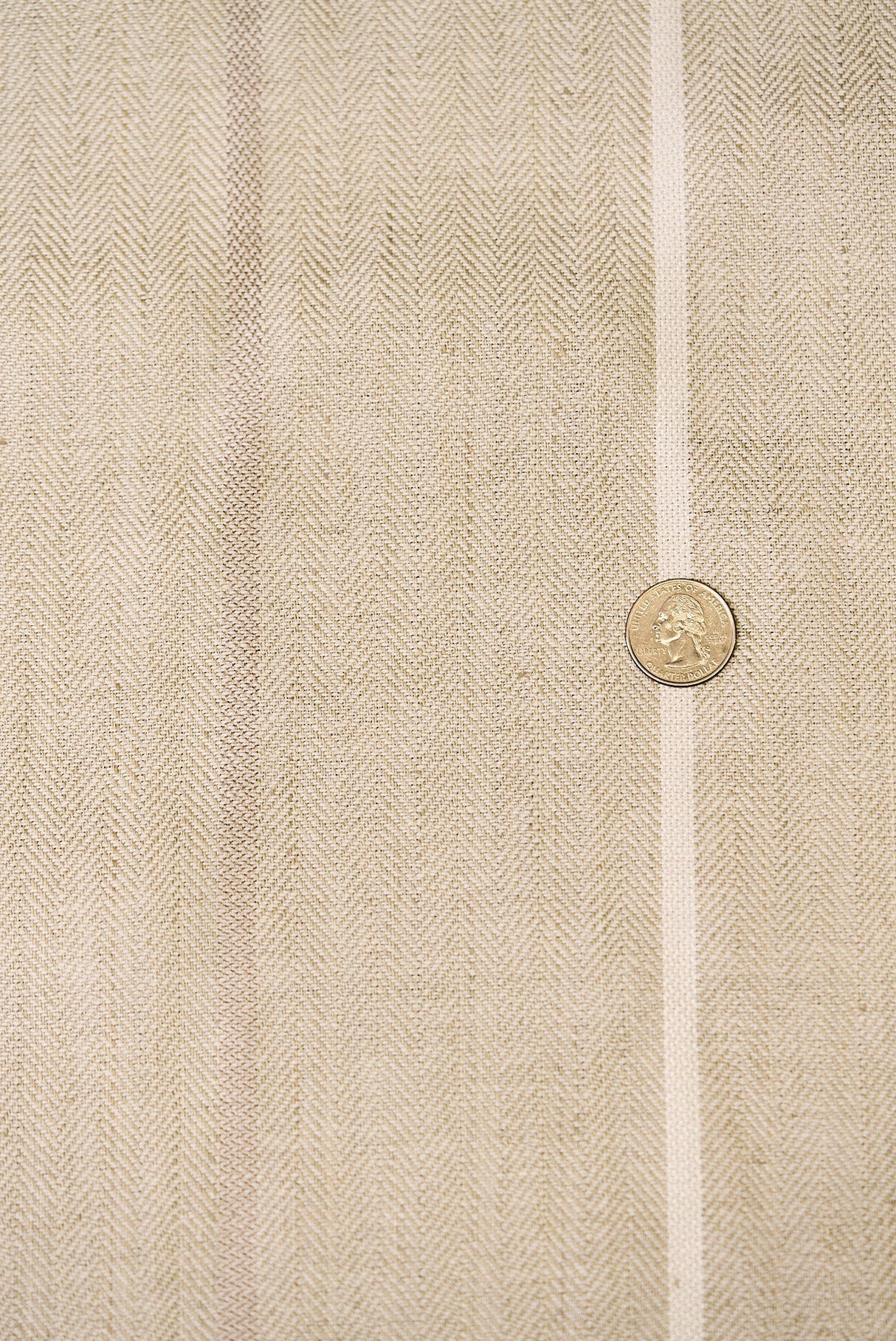 1 Yard Linen Novelty Herringbone Yarn Dyed Stripe Fabric 2 Tone Sage Ivory Color 54" Width