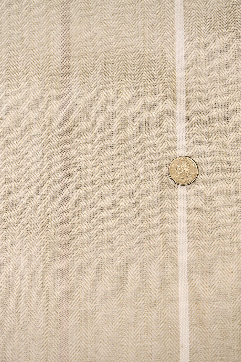 1 Yard Elegant Flax Herringbone Stripe Linen Natural Apparel Fabric 54" Width