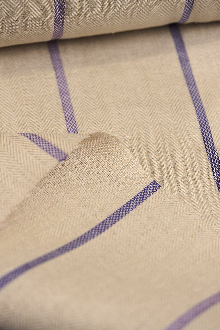 1 Yard Grape Hue Herringbone Stripe Linen Durable Sewing Fabric 54" Width