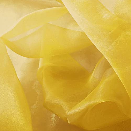 1 Yard DK Yellow Sparkle Sheer Organza Fabric 60" Wide