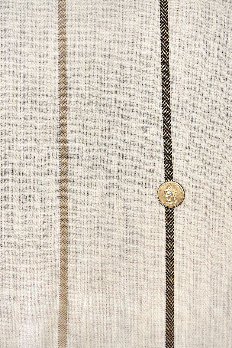 1 Yard Warm Latte Herringbone Stripe Linen Durable Craft Fabric 54" Width