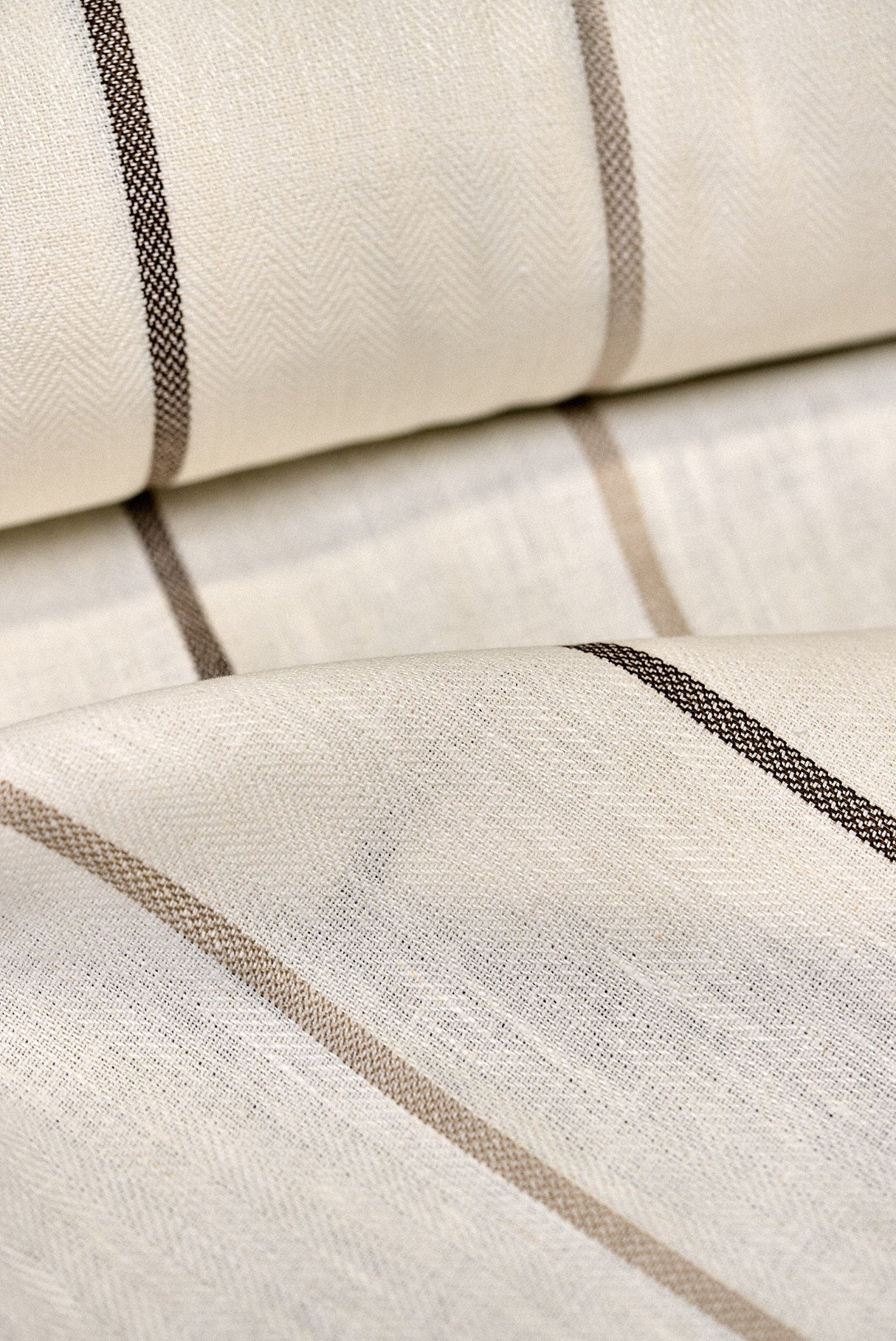 1 Yard Linen Novelty Herringbone Yarn Dyed Stripe Fabric Softened Color 54" Width