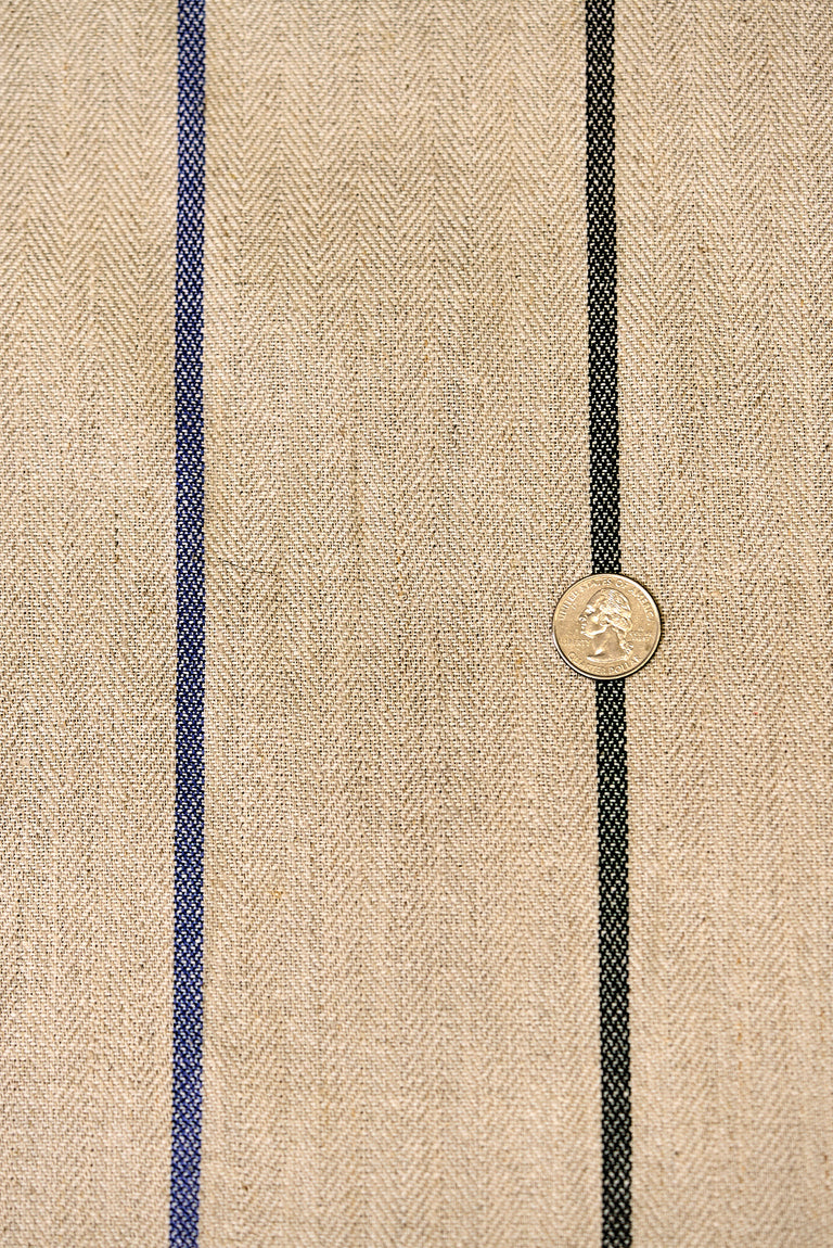 1 Yard Classic Navy Herringbone Stripe Linen Soft Apparel Fabric 54" Width