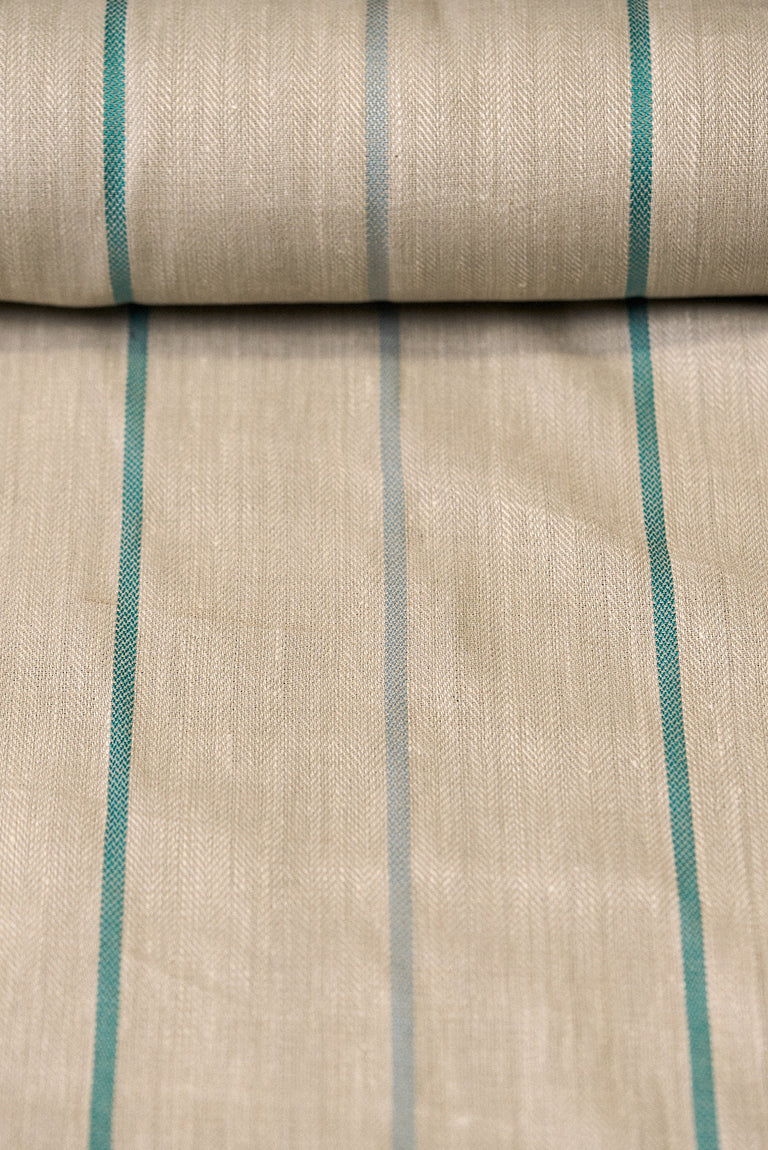 1 Yard Ocean Herringbone Stripe Linen Premium Craft Fabric 54" Width