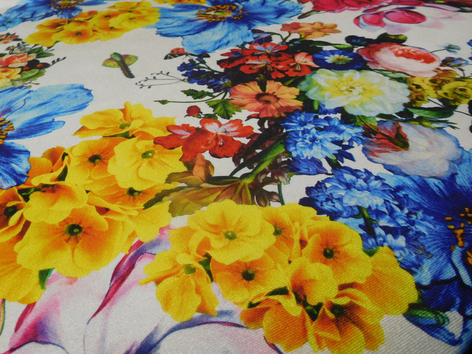 1 Yard Hot Pink Yellow Blue Silver Multicolor Floral Stretch Velvet Fabric for Fashion Drapes 60 Inch Width