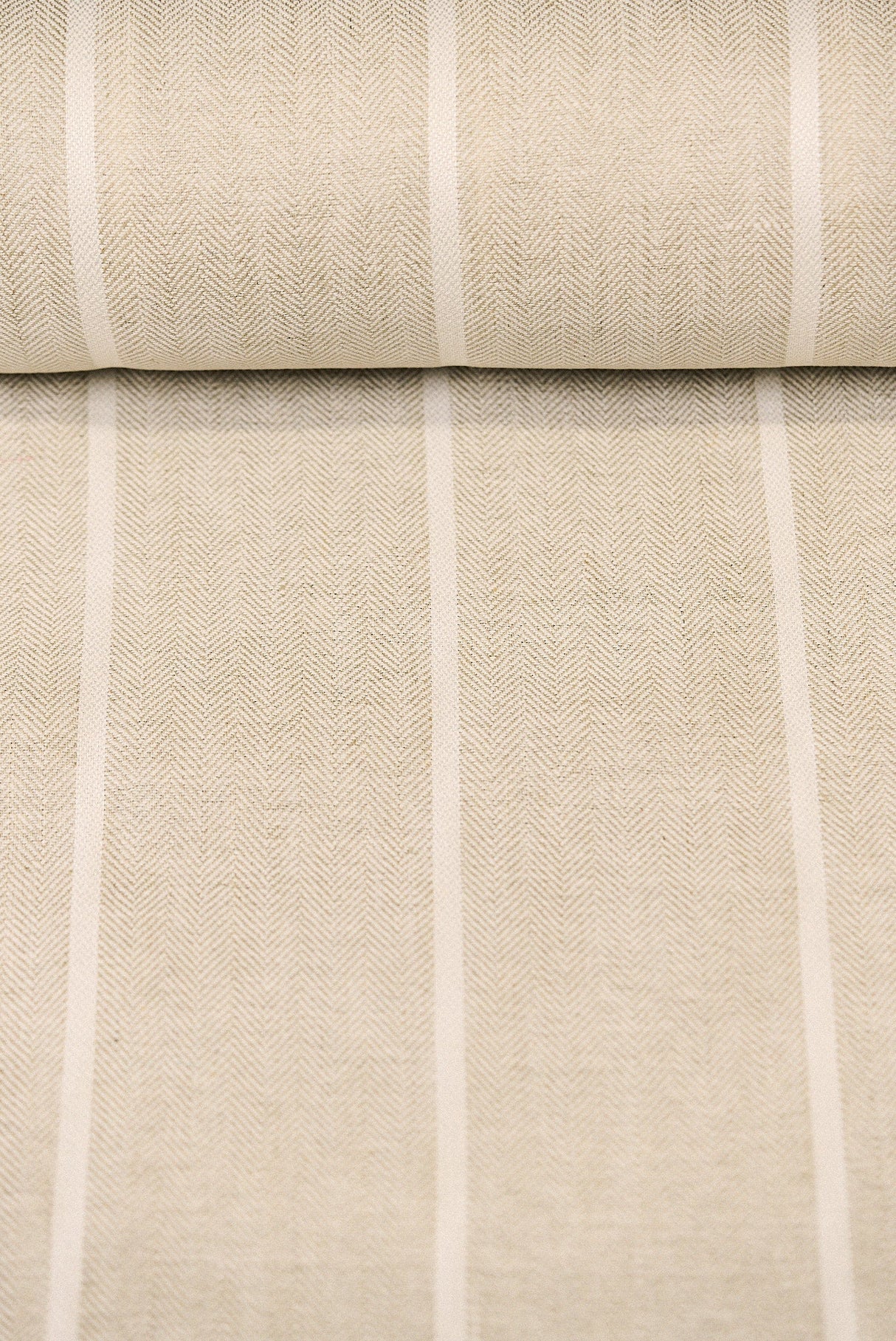 1 Yard Linen Novelty Herringbone Yarn Dyed Stripe Fabric Softened Color Snow 54" Width