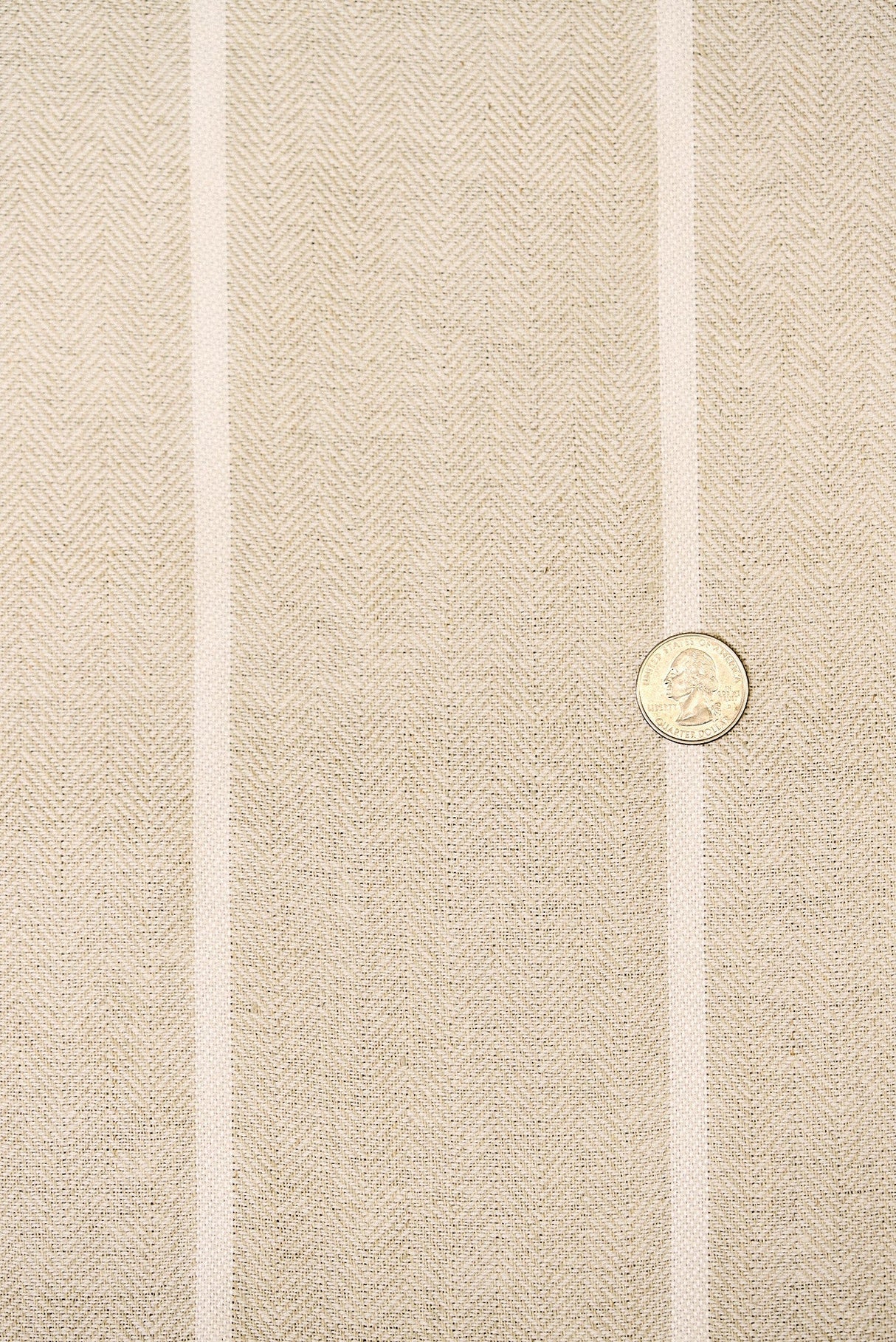 1 Yard Linen Novelty Herringbone Yarn Dyed Stripe Fabric Softened Color Snow 54" Width