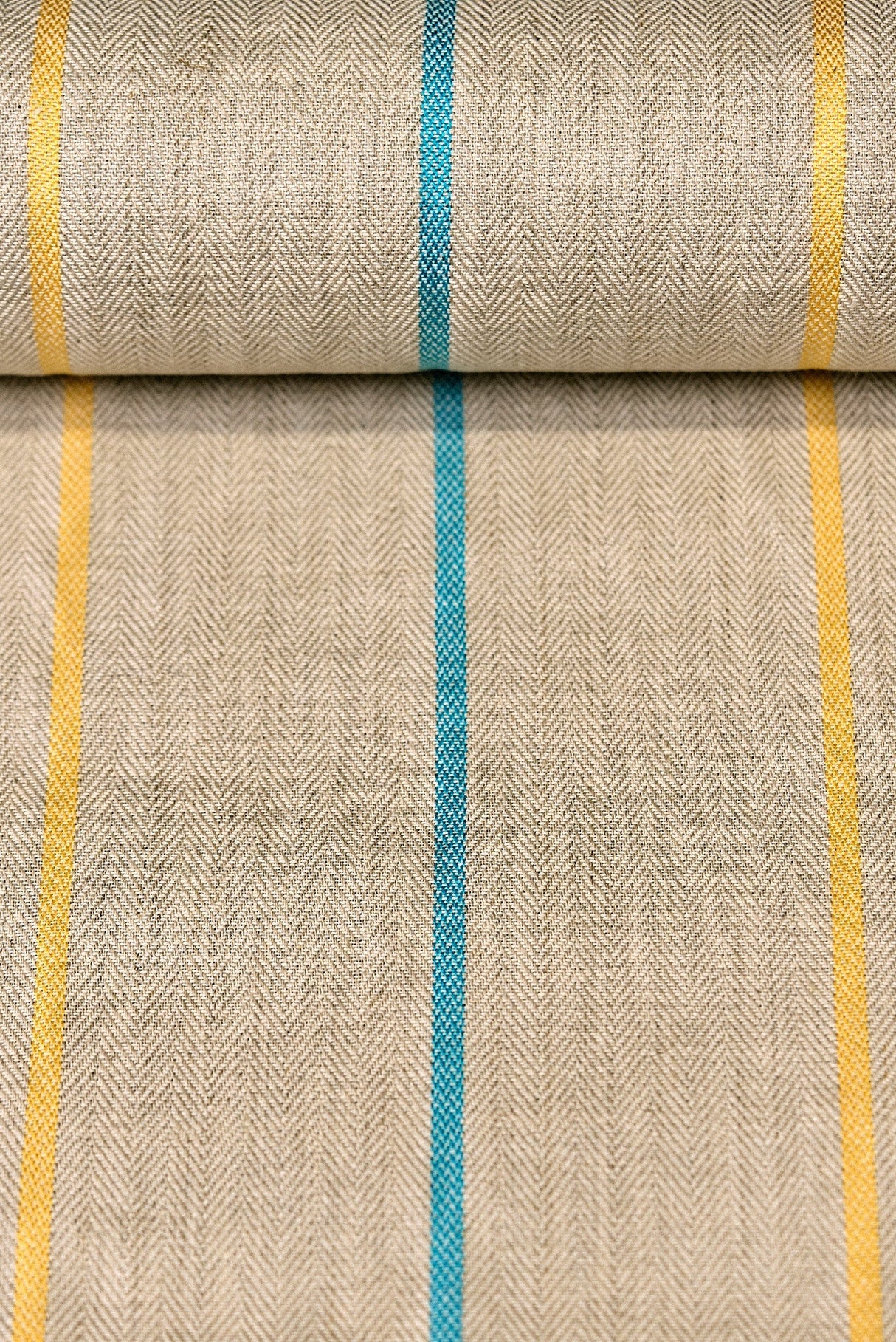 1 Yard Linen Novelty Herringbone Yarn Dyed Stripe Fabric Softened Color Spa 54" Width