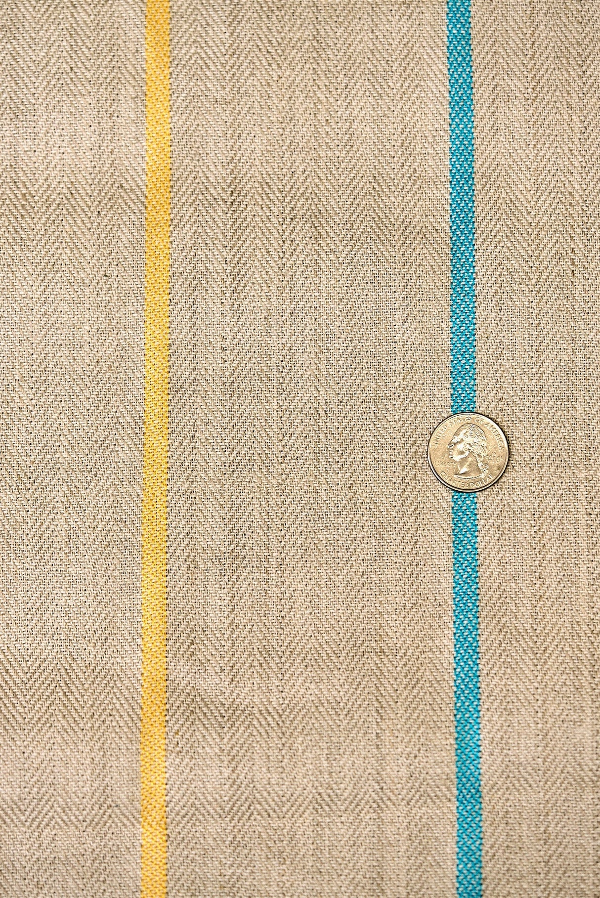 1 Yard Linen Novelty Herringbone Yarn Dyed Stripe Fabric Softened Color Spa 54" Width