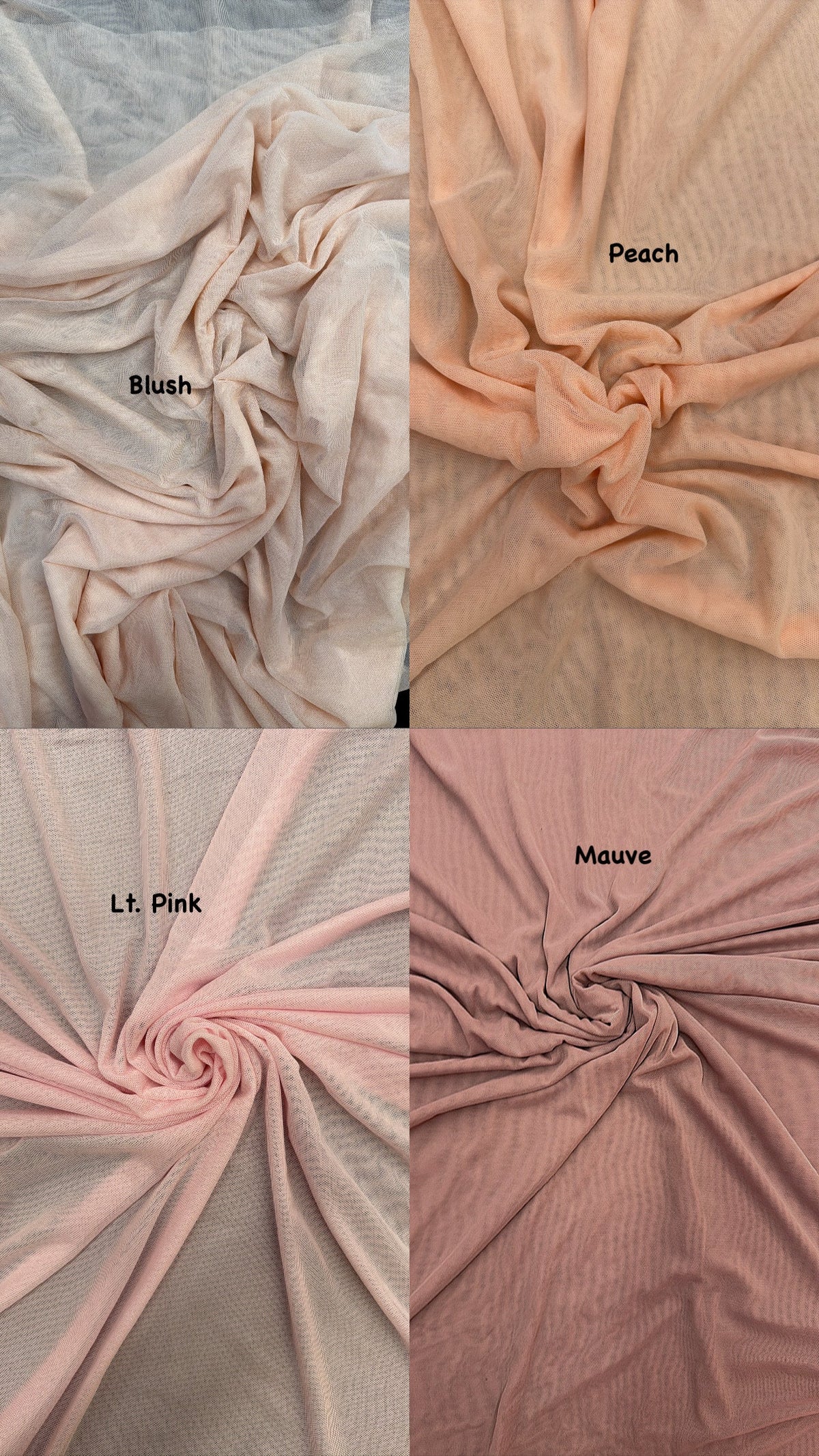 Power Mesh Nylon Spandex Fabric - Peach, Sheer Mesh, 60" Width