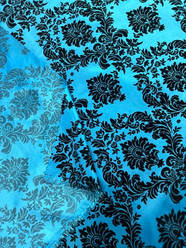 1 Yard Elegant Flocked Damask Taffeta Fabric for Events & Home - 58" Width