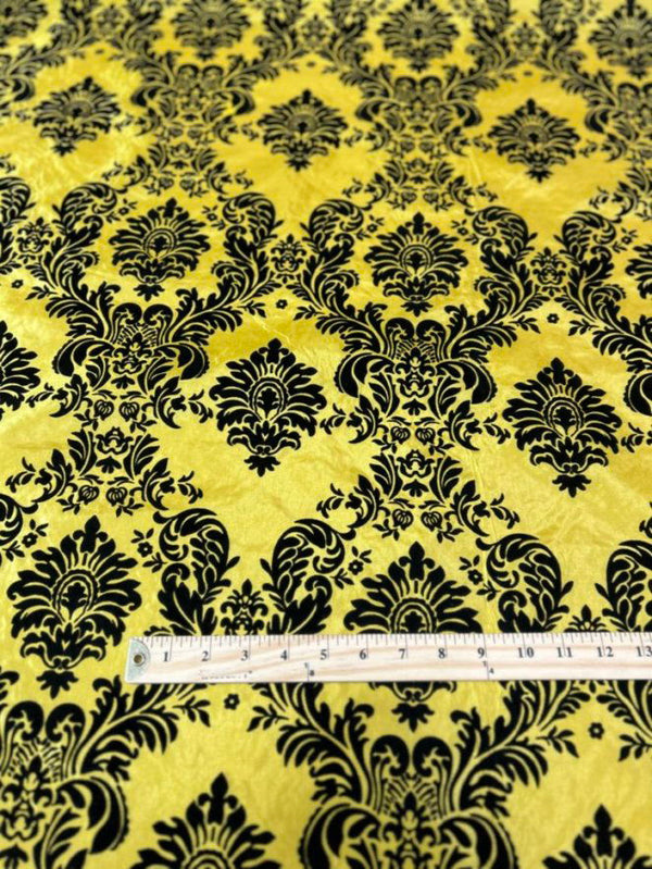 1 Yard Elegant Damask Flocking Taffeta Fabric for Decor & Events 58" Width