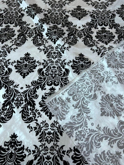 1 Yard Damask Flocking Taffeta Fabric Elegant Velvet Pattern 58 Inches Wide
