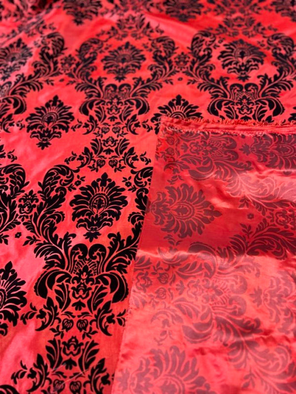 1 Yard Elegant Damask Flocking Taffeta Fabric for Decor & Events 58" Width