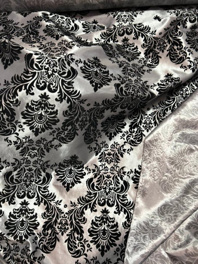 1 Yard Damask Flocking Taffeta Fabric Elegant Velvet Pattern 58 Inches Wide