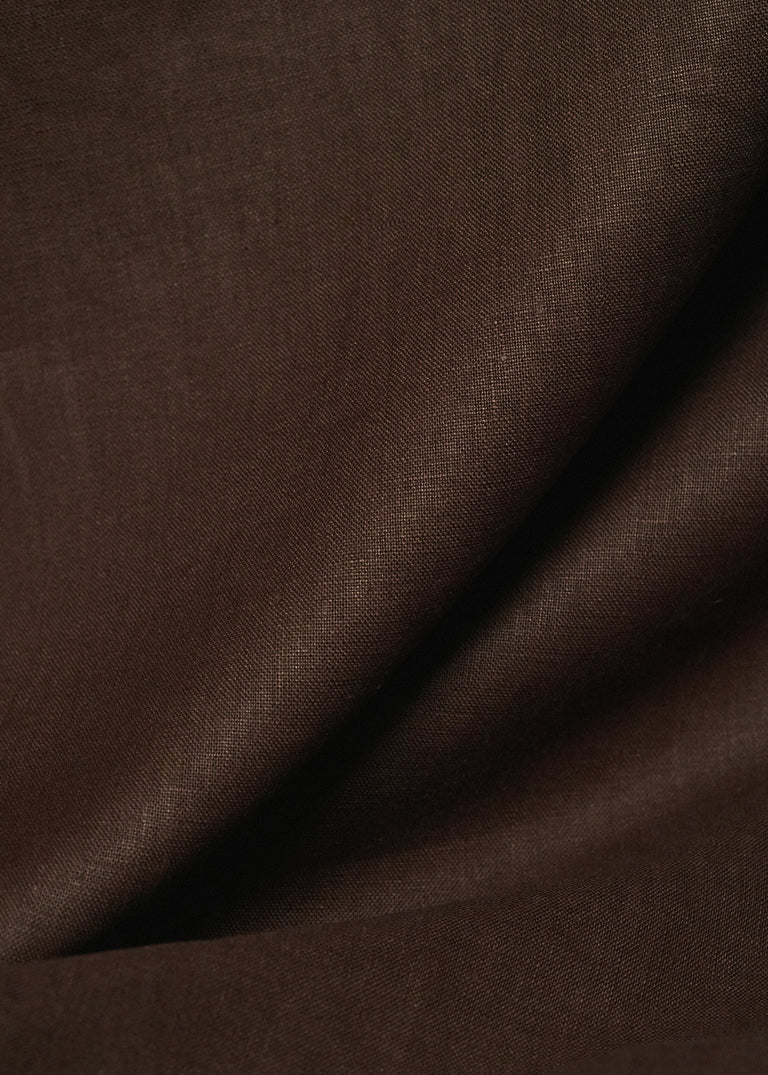 1 Yard Dark Chocolate Pure Linen Fabric, Stone Washed 5.5 oz Midweight 54 Inches
