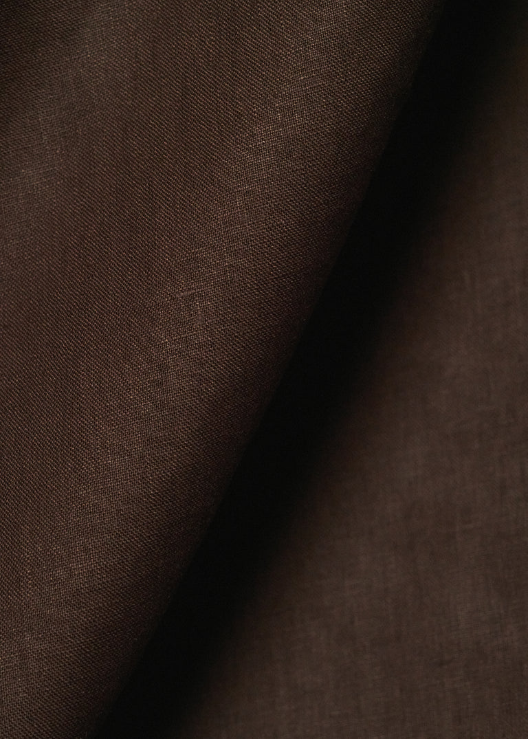 1 Yard Dark Chocolate Pure Linen Fabric, Stone Washed 5.5 oz Midweight 54 Inches