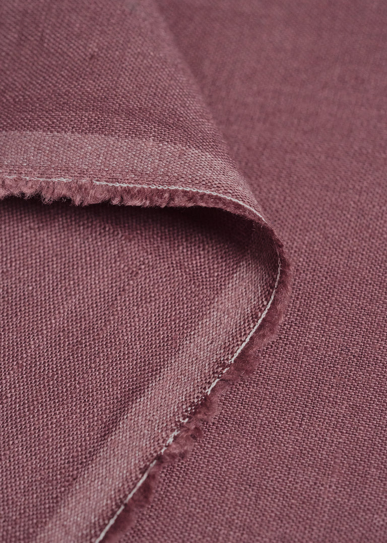 1 Yard Stone Washed Dusty Violet Pure Linen Fabric Midweight 5.5 oz 54 Inches