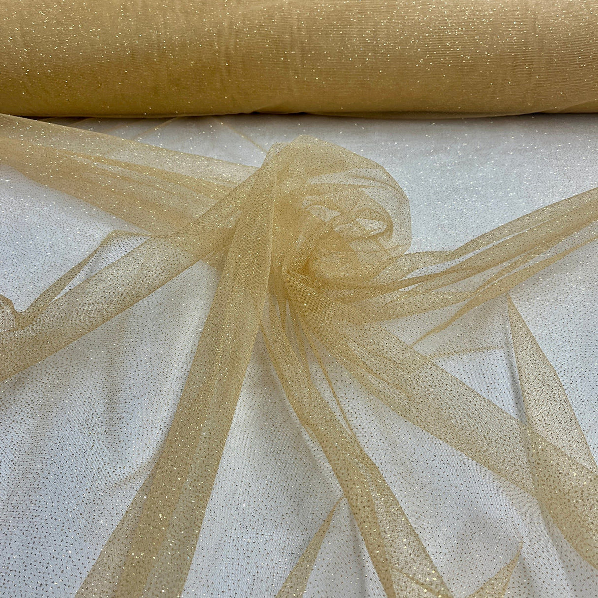 1 Yard Gold Glitter Mesh Fabric Sparkle Net Material for Dresses Costumes and Décor 60 Inch Width