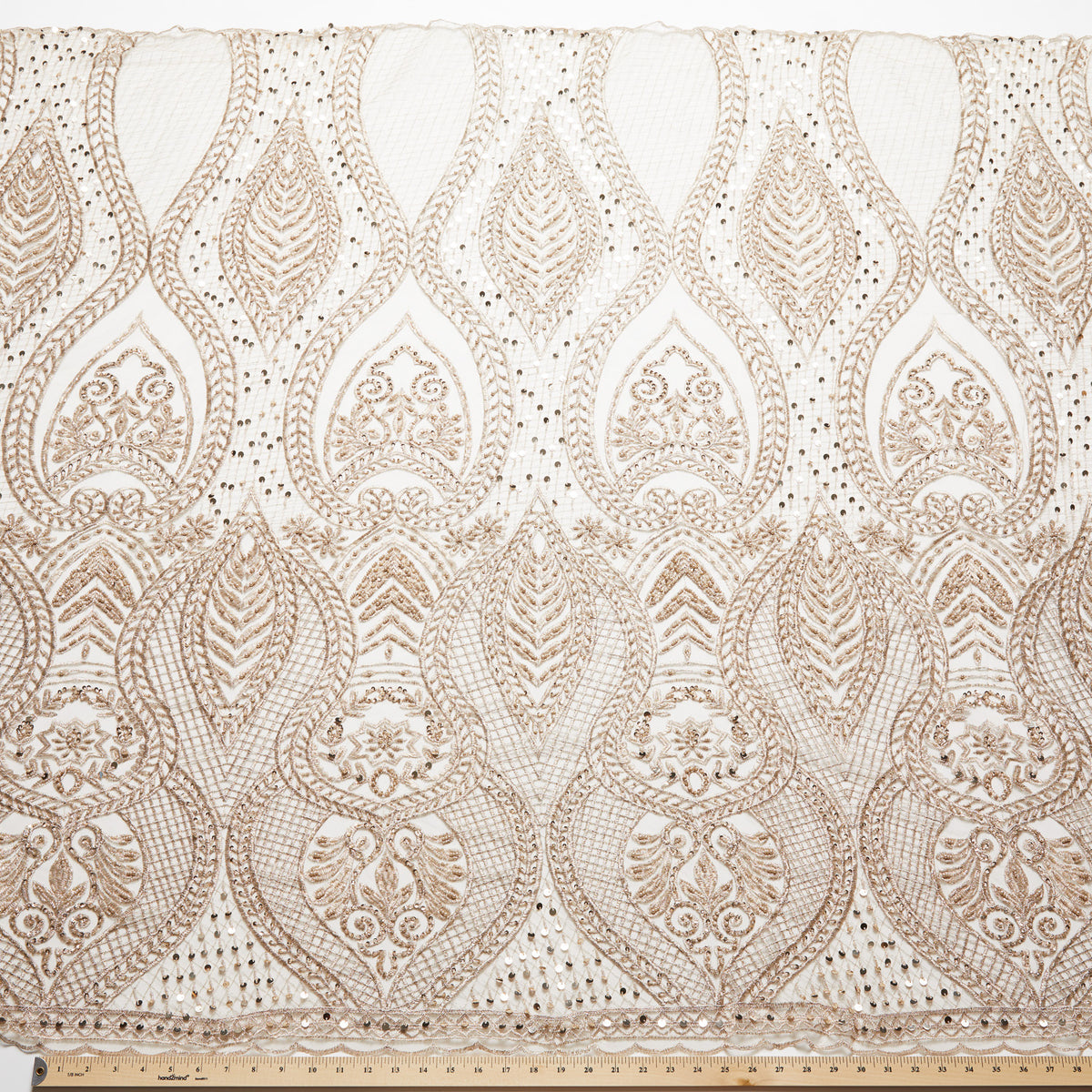 1 Yard Luxurious Beaded & Sequined Embroidered Lace Fabric 50/52" Wide