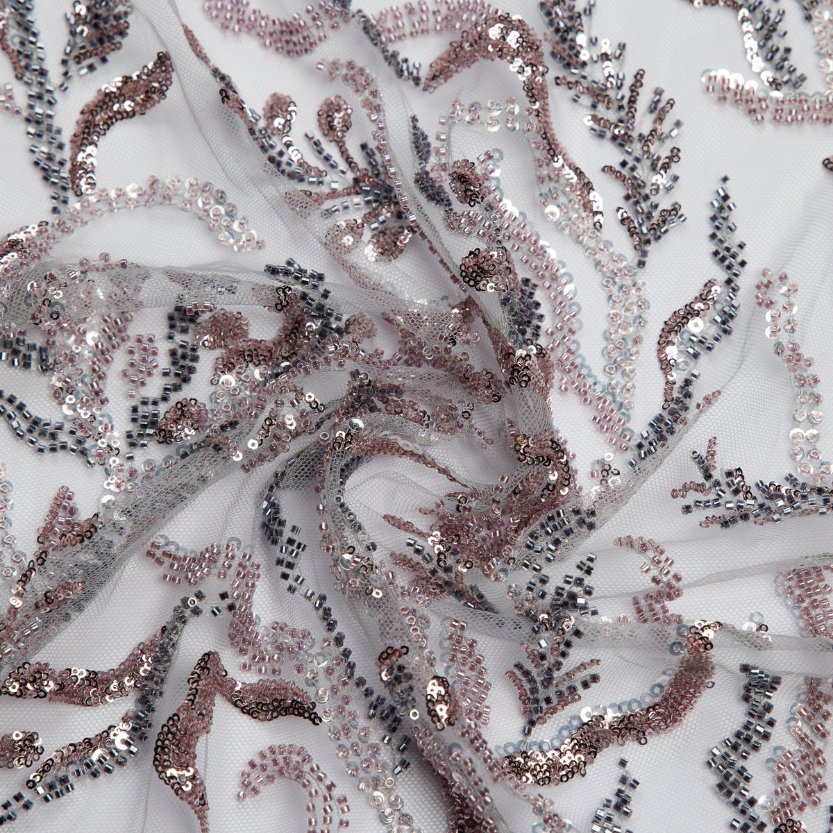 1 Yard Embroidered Lace Fabric Beaded & Sequined with Rich Design, 50/52" Wide