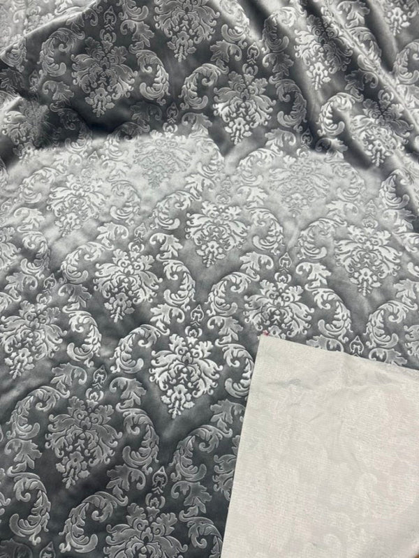 1 Yard Damask Embossed Velvet Upholstery & Drapery Fabric 56" Wide