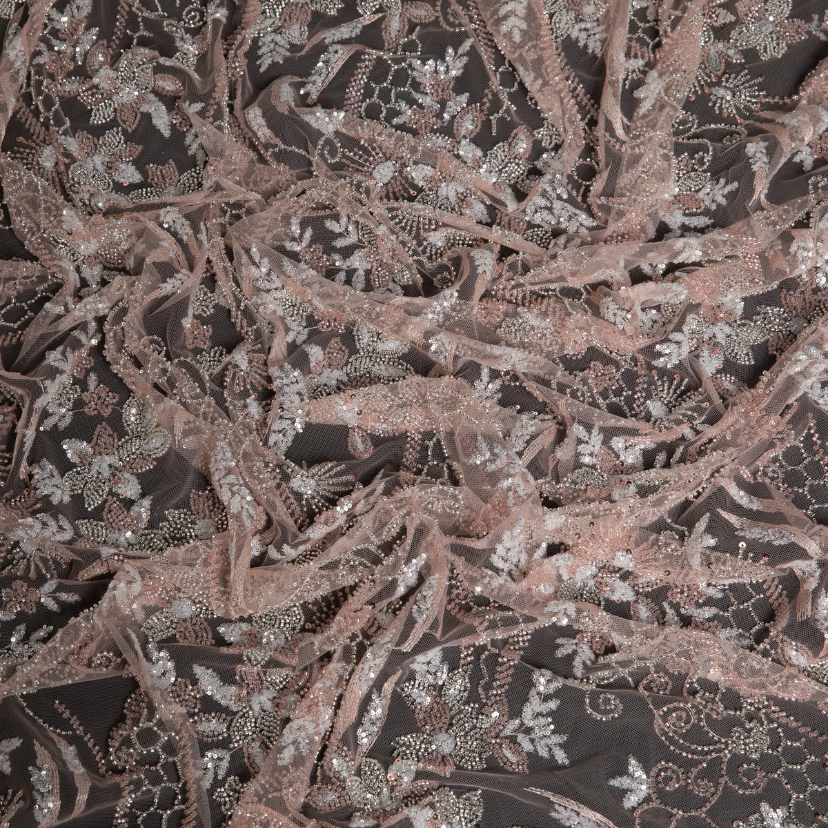 1 Yard Embroidered Beaded Lace Fabric with Sequins and Floral Pattern 100% Polyester 50/52" Wide