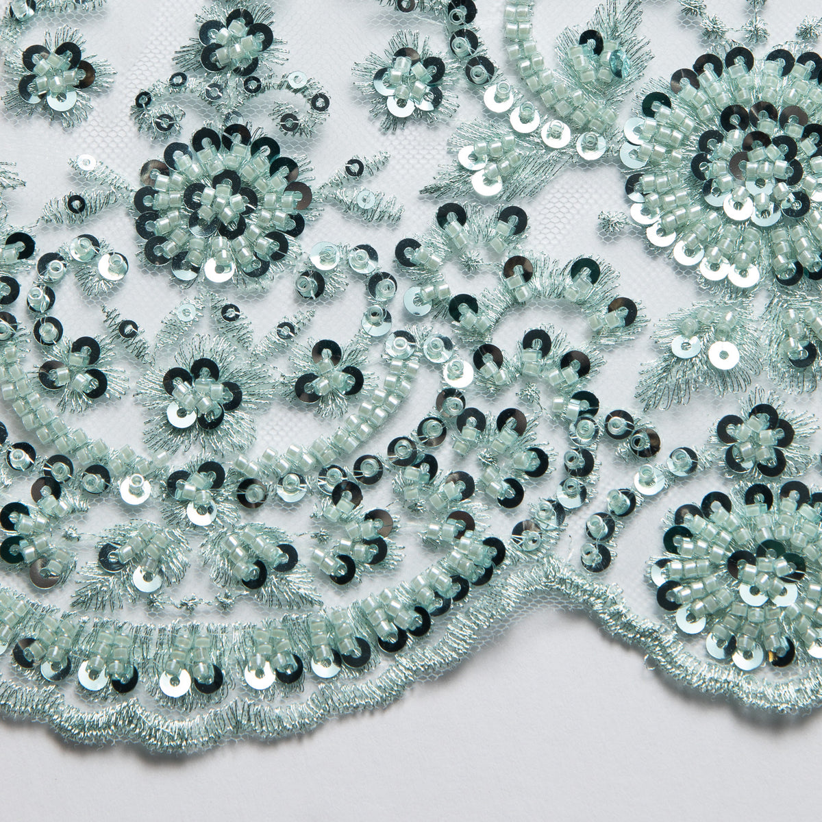 1 Yard Dazzling Embroidered Beaded Sequined Lace Fabric with Intricate Pattern 50/52" Wide