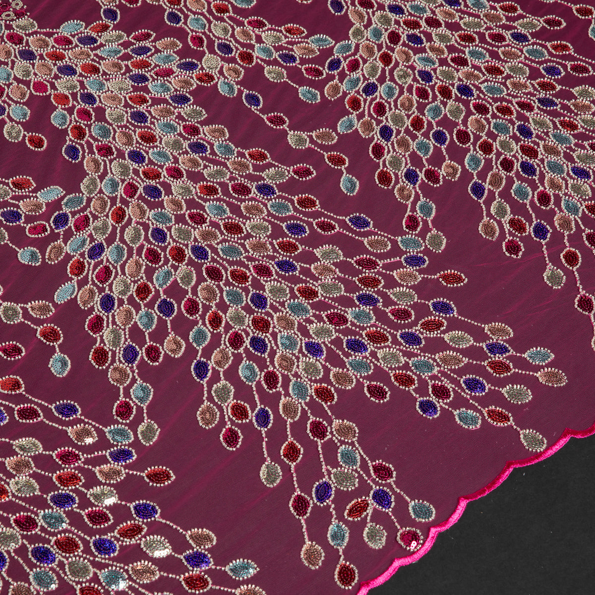 1 Yard Dazzling Polyester Embroidered Beaded Sequined Lace Fabric 50/52" Wide