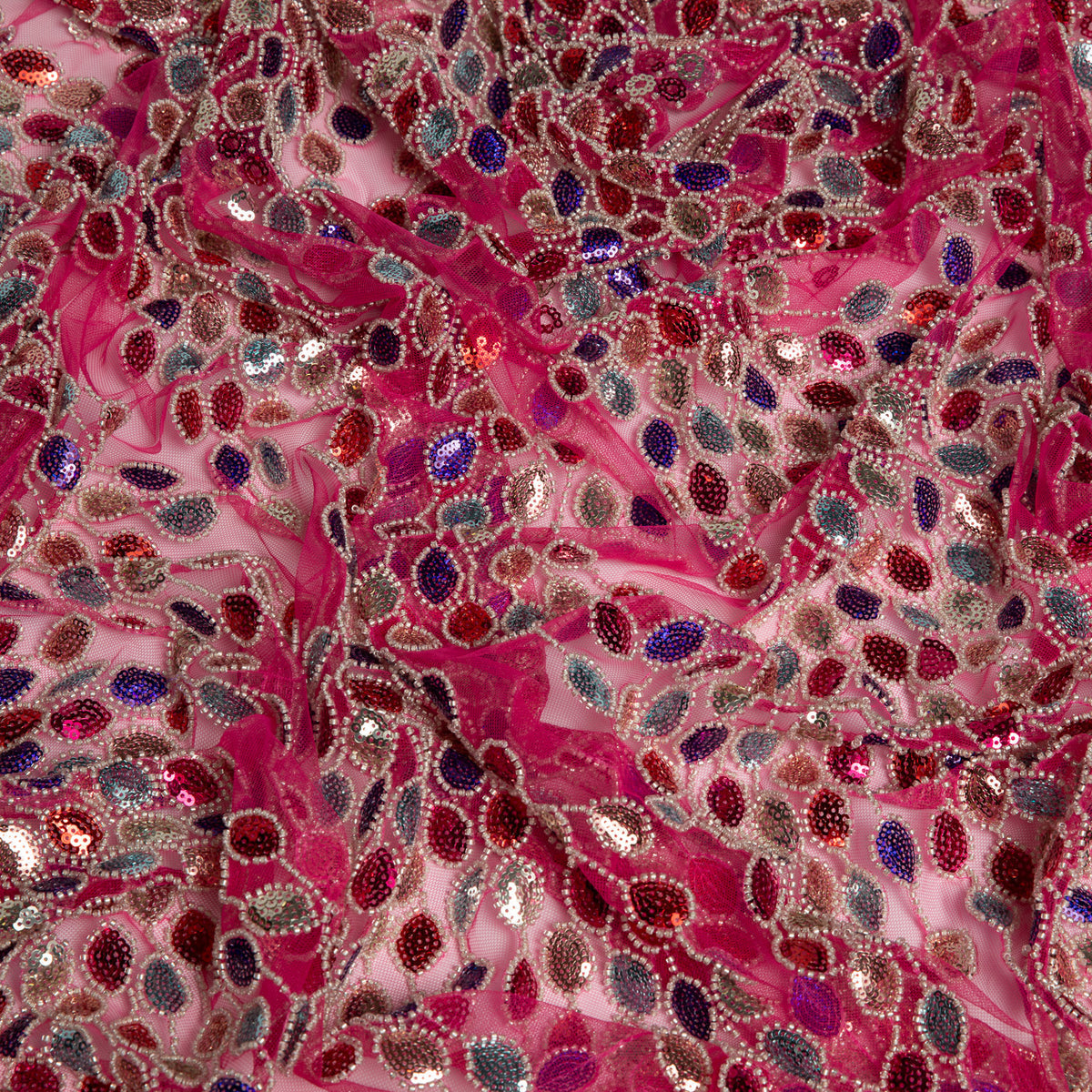 1 Yard 50/52" Wide Beaded & Sequined Lace Fabric Embroidered Polyester Mesh for Prom, Evening & Event Gowns