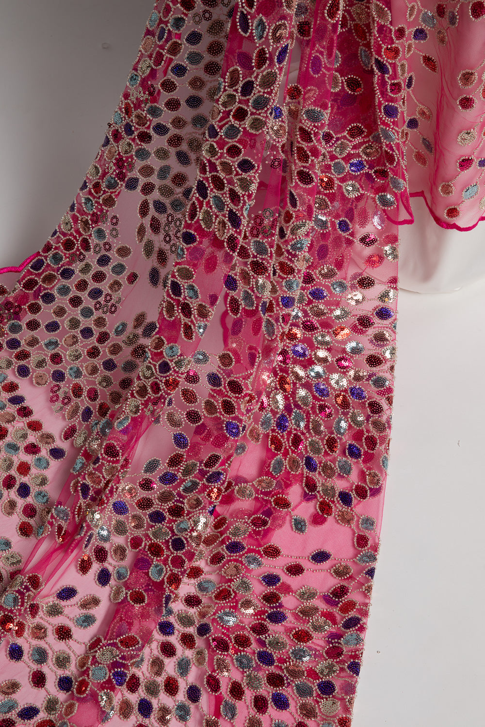 1 Yard 50/52" Wide Beaded & Sequined Lace Fabric Embroidered Polyester Mesh for Prom, Evening & Event Gowns