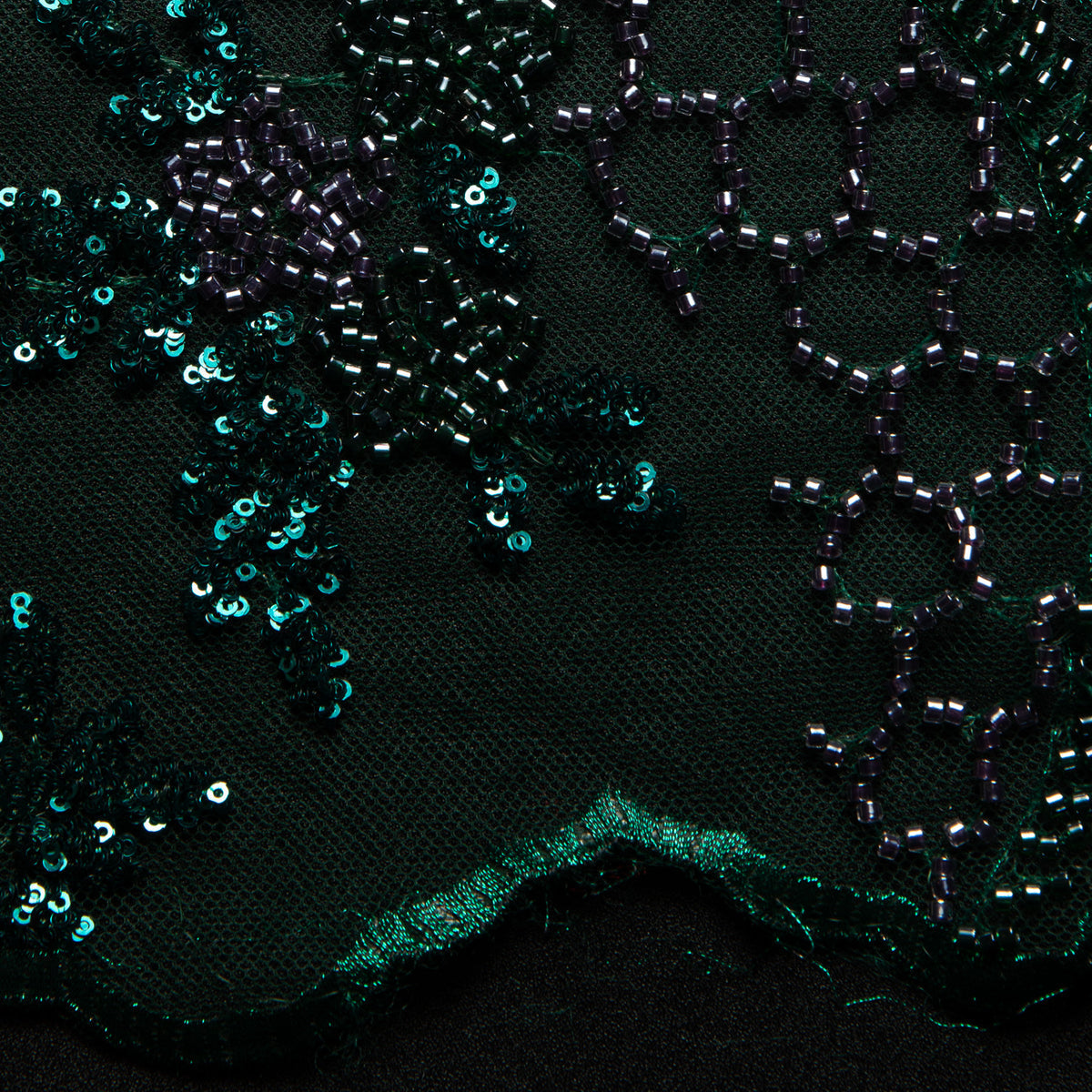 1 Yard Embroidered Beaded Lace Fabric with Sequins and Floral Pattern, 50/52" Wide, 100% Polyester